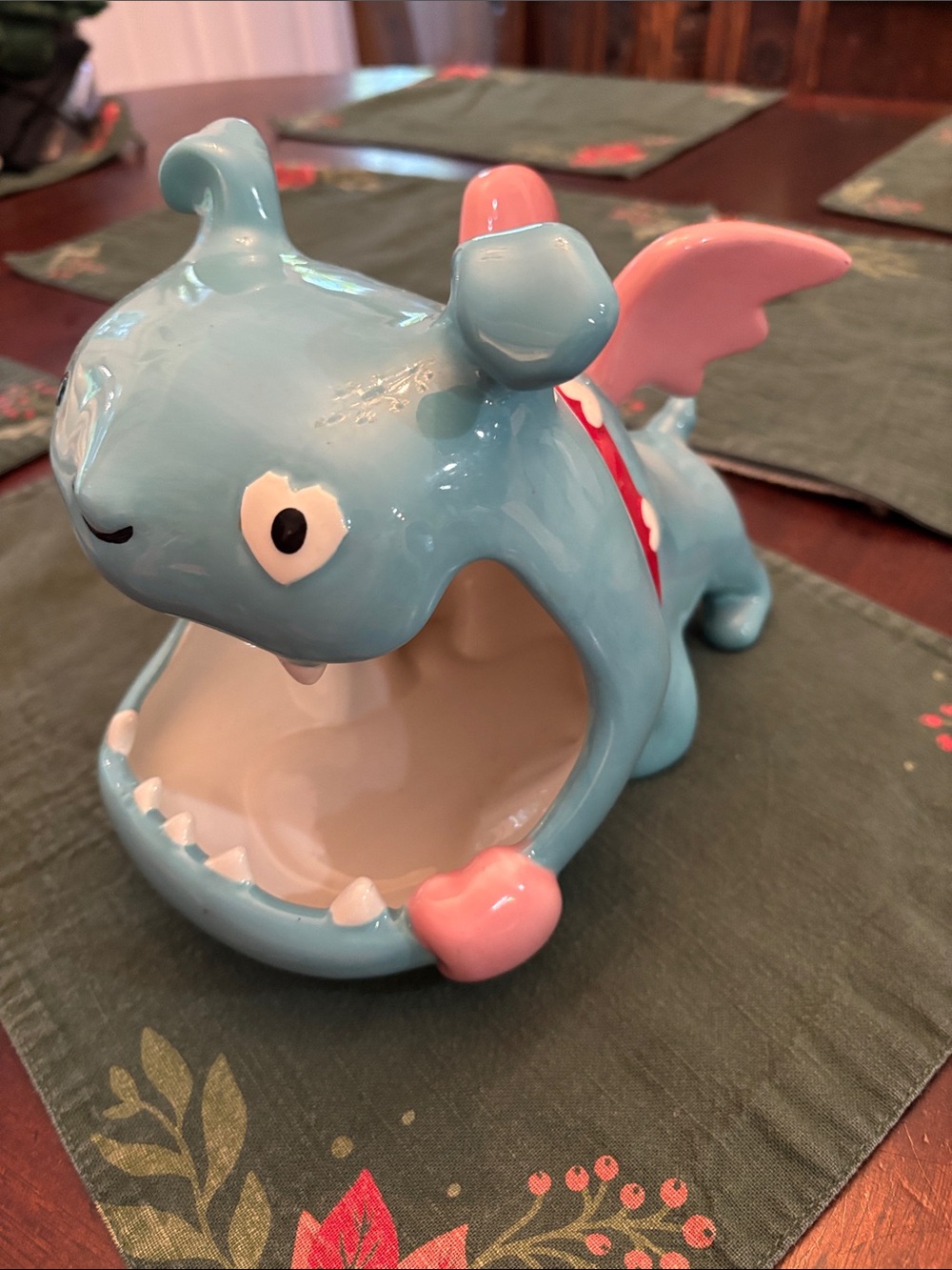 Valentine’s Day blue Cupid bulldog candy dish